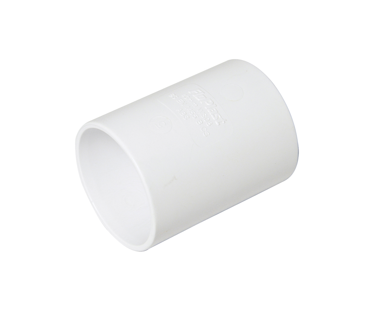 Floplast WS09WH 50mm (55mm) ABS Solvent Weld Waste System Coupling - White